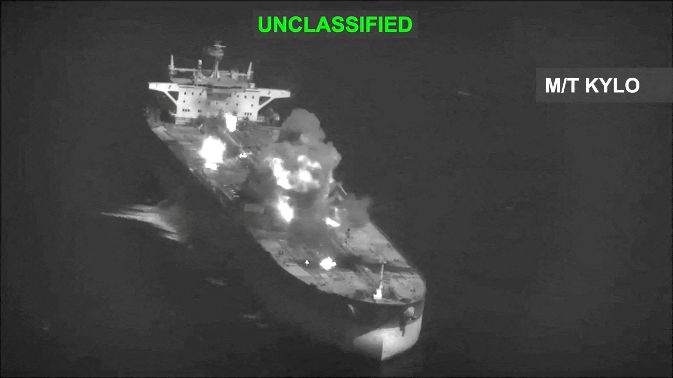 Fire and smoke rise during what U.S. Central Command (CENTCOM) says are strikes on Iranian oil carriers, at an unknown location in this screengrab taken from a handout video released on September 5, 2026. U.S. Central Command/Handout via REUTERS THIS IMAGE HAS BEEN SUPPLIED BY A THIRD PARTY. MANDATORY CREDIT. OVERLAY AND MASKING FROM SOURCE. REFILE – ADDING VERIFICATION LINE  VERIFICATION:  – Location and date could not be verified – No earlier version of the video found posted online before September 5     TPX IMAGES OF THE DAY