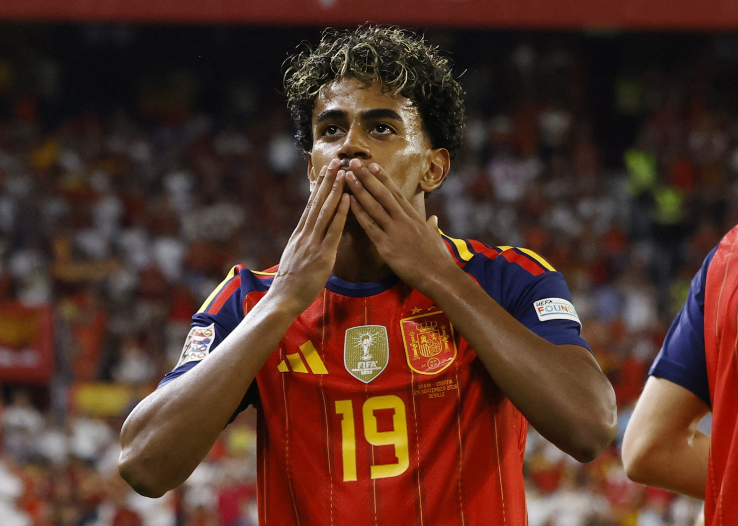 Spain's Lamine Yamal celebrates scoring their third goal REUTERS/Marcelo Del Pozo