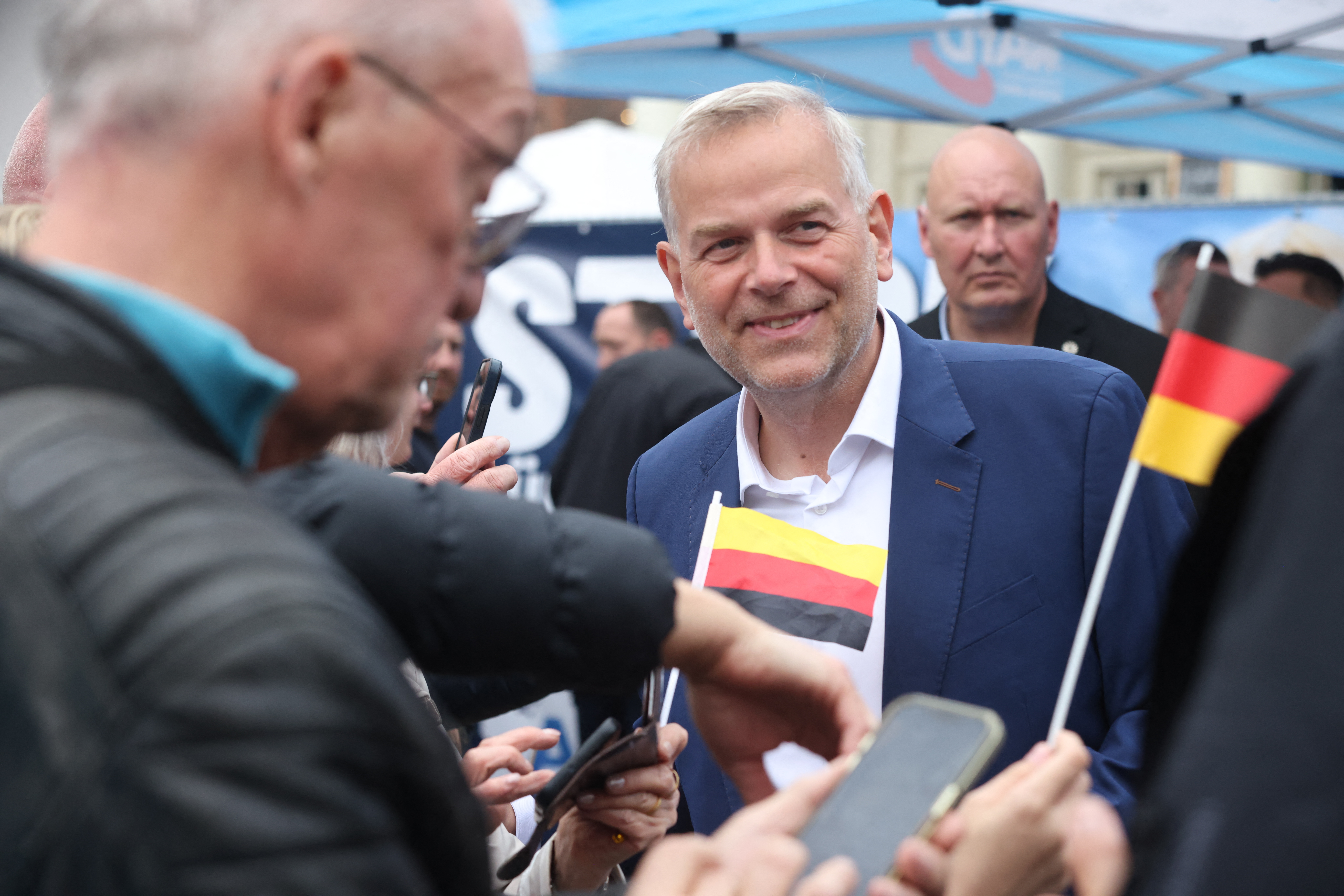 AfD's main candidate for the Mecklenburg-Western Pomerania state election Leif-Erik Holm attends an election campaign event in Schwerin, Mecklenburg-Western Pomerania, northeastern Germany, on September 19, 2026 [Danny Gohlke/AFP]