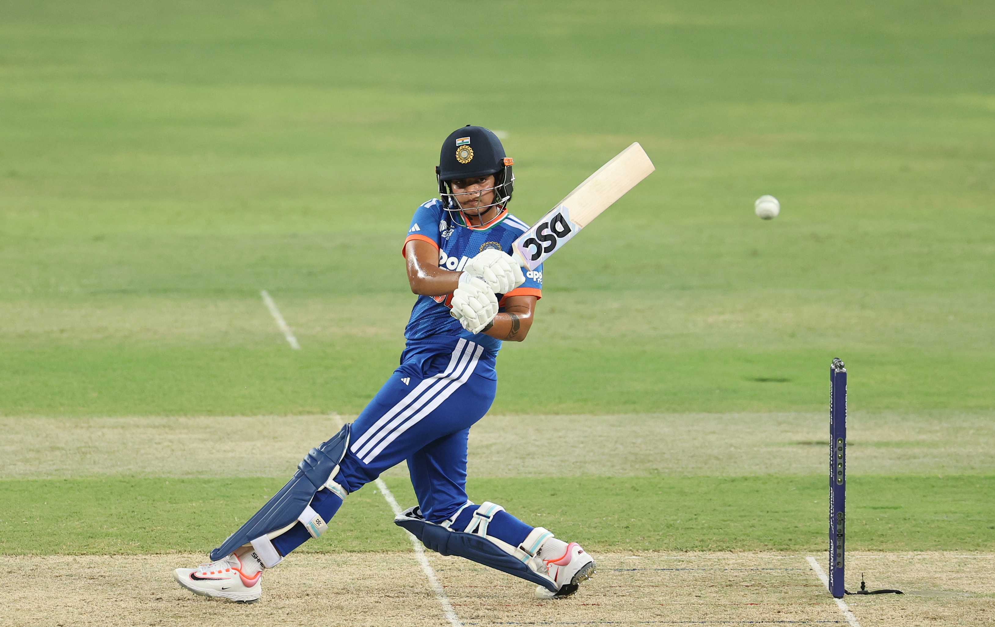 DUBAI, UNITED ARAB EMIRATES - AUGUST 30: Shafali Verma of India bats during the DP World Women's T20 Asia Cup 2026 match between India and Thailand at Dubai International Stadium on August 30, 2026 in Dubai, United Arab Emirates. (Photo by Francois Nel/Getty Images)