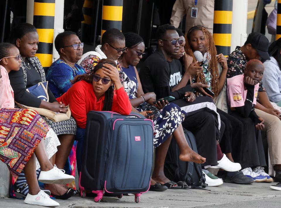 Passengers wait at the airport after a two-day aviation strike disrupted flights and left travellers stranded across Kenya.