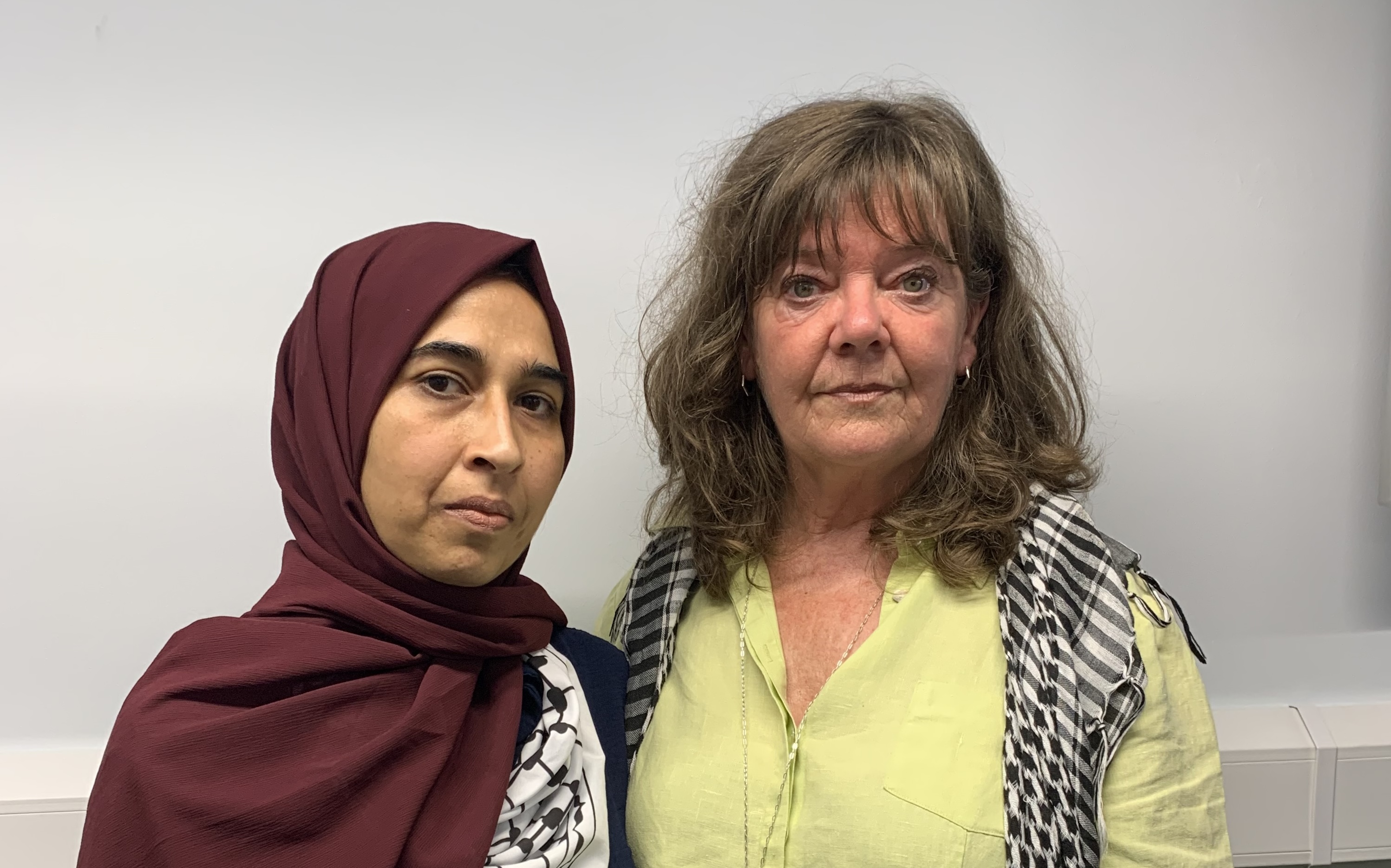 Sukaina Rajwani, left, and Emma Kamio said their daughters, Fatema Zainab Rajwani and Leona Kamio, felt deeply about the genocide in Gaza being carried out by Israel