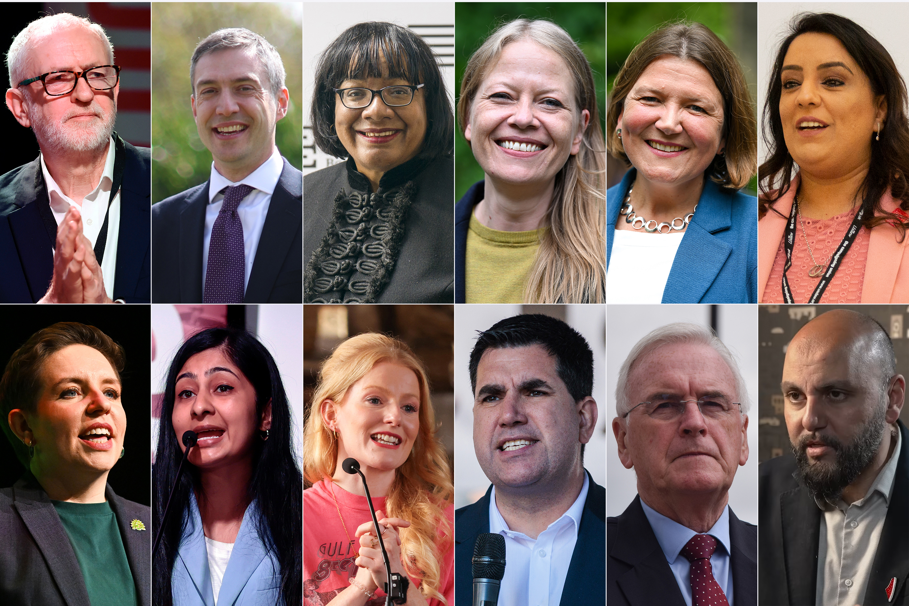 Top row from left: The UK MPs banned by Israel include Jeremy Corbyn, Adrian Ramsay, Diane Abbott , Sian Berry, Ellie Chowns and Naz Shah. Bottom row from left: Also included are the MPs Carla Denyer, Zarah Sultana, Hannah Spencer, Richard Burgon, John McDonnell. Fahad Ansari, bottom right, a lawyer who represented Hamas in court, was also banned [Getty Images]