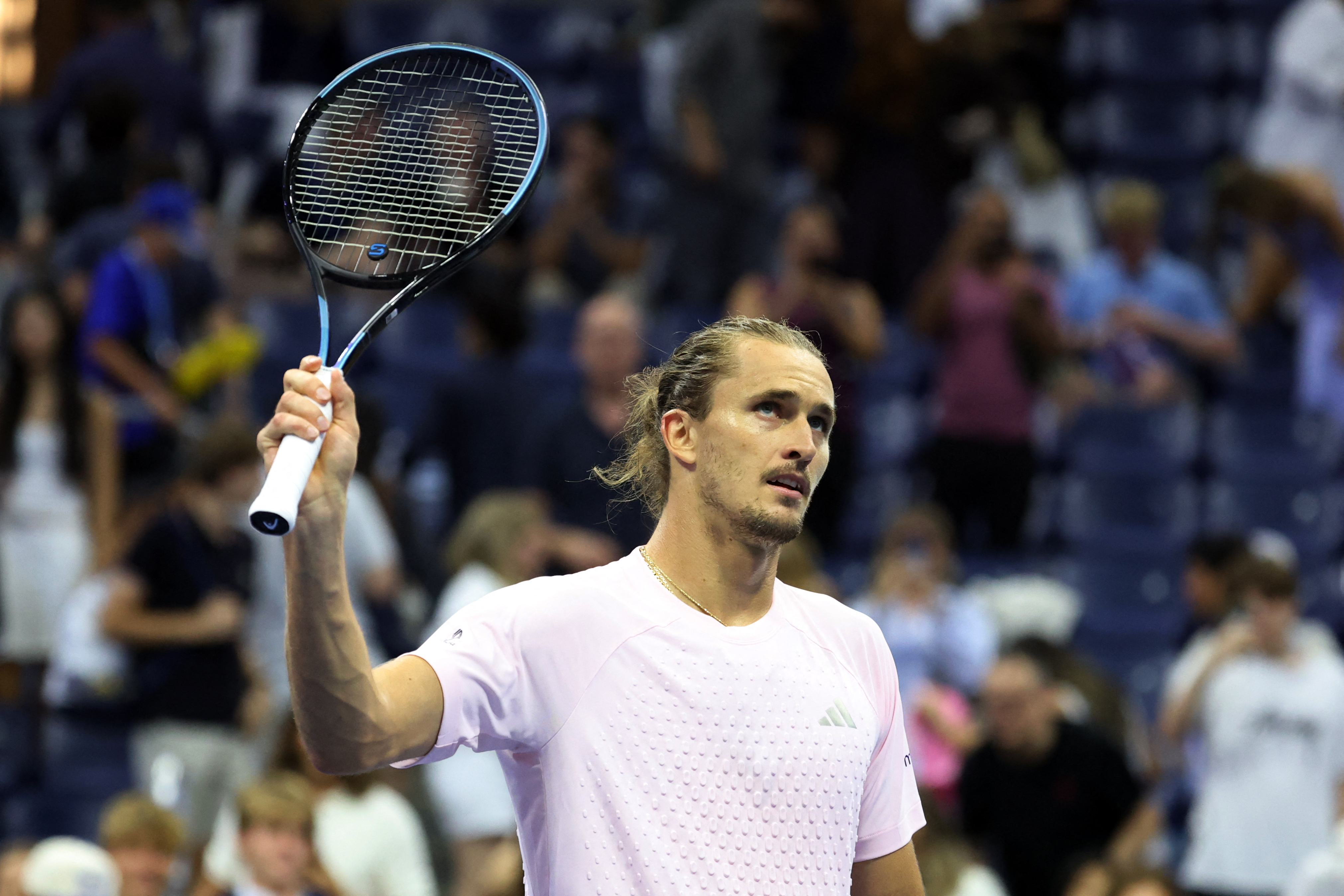 Germany's Alexander Zverev waves