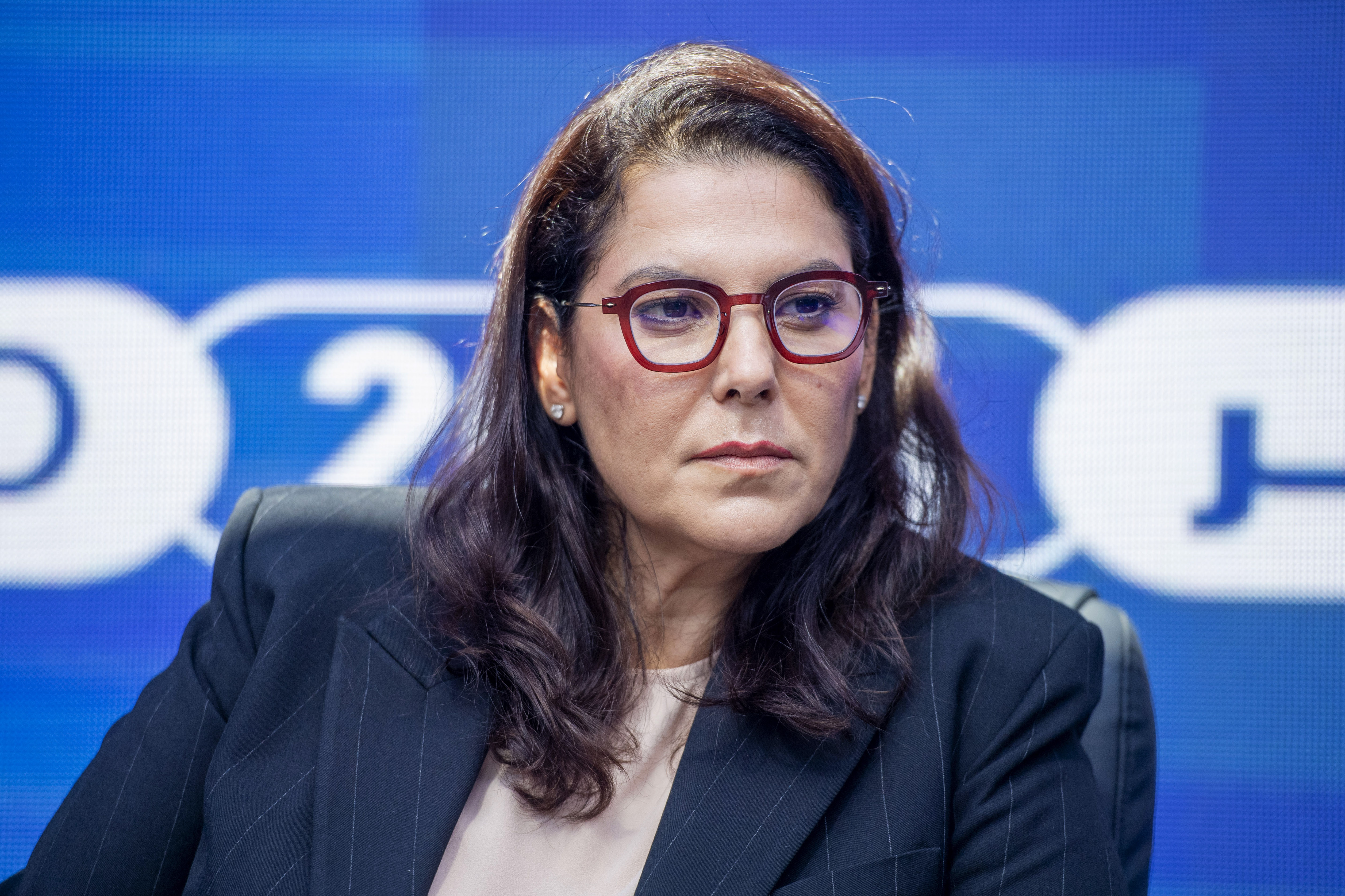 epa13260339 National Coordinator of the Authenticity and Modernity Party (PAM), Fatima-Zahra Mansouri, attends a press conference in Rabat, Morocco, 24 September 2026, following the release of provisional election results that placed the party first in the country's legislative elections. EPA/JALAL MORCHIDI