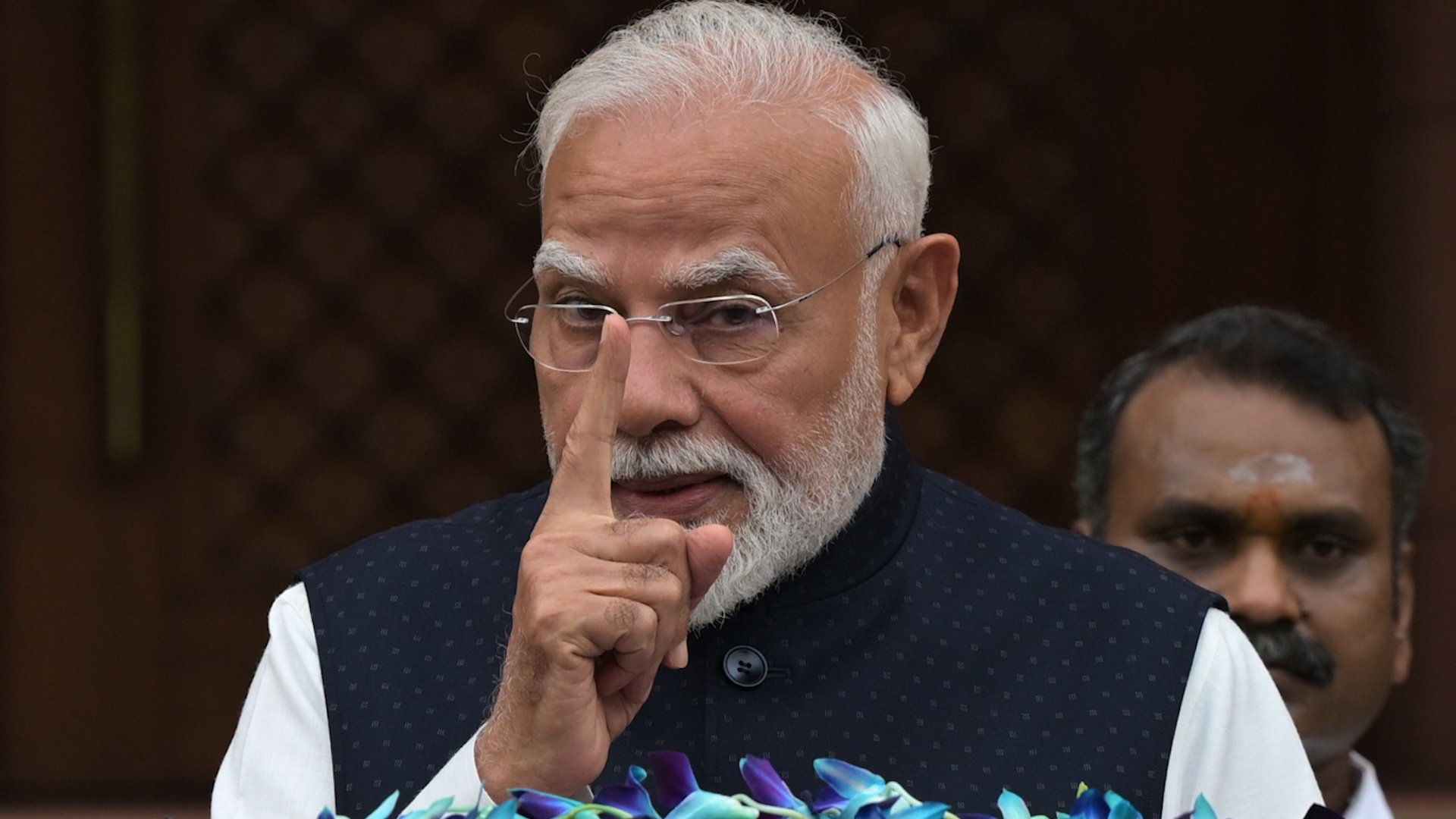 Indian Prime Minister Narendra Modi addresses the media outside Parliament House on the opening day of the monsoon session, in New Delhi, India, Monday, July 20, 2026. [AP Photo/Sanjeev Rastogi]