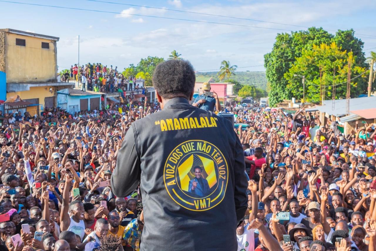 Venancio Mondlane addresses supporters in Nampula, Mozambique, in June 2026. Courtesy Venancio Mondlane’s office.