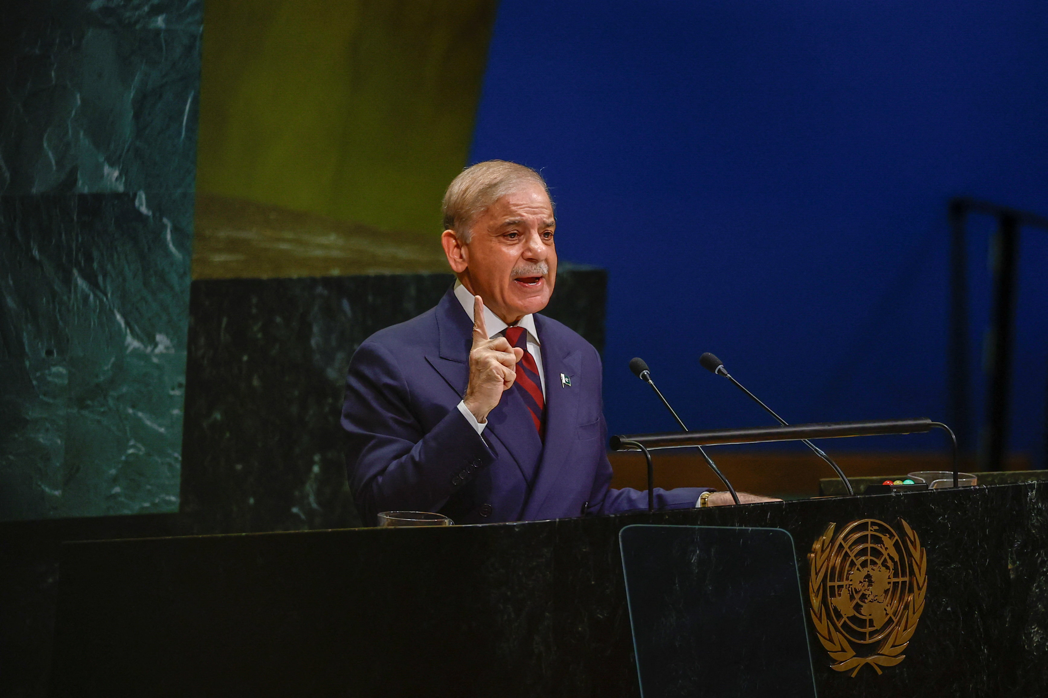 Muhammad Shehbaz Sharif, Prime Minister of Pakistan, addresses the 81st United Nations General Assembly (UNGA) at UN headquarters in New York City, US, September 25, 2026. REUTERS/Jeenah Moon