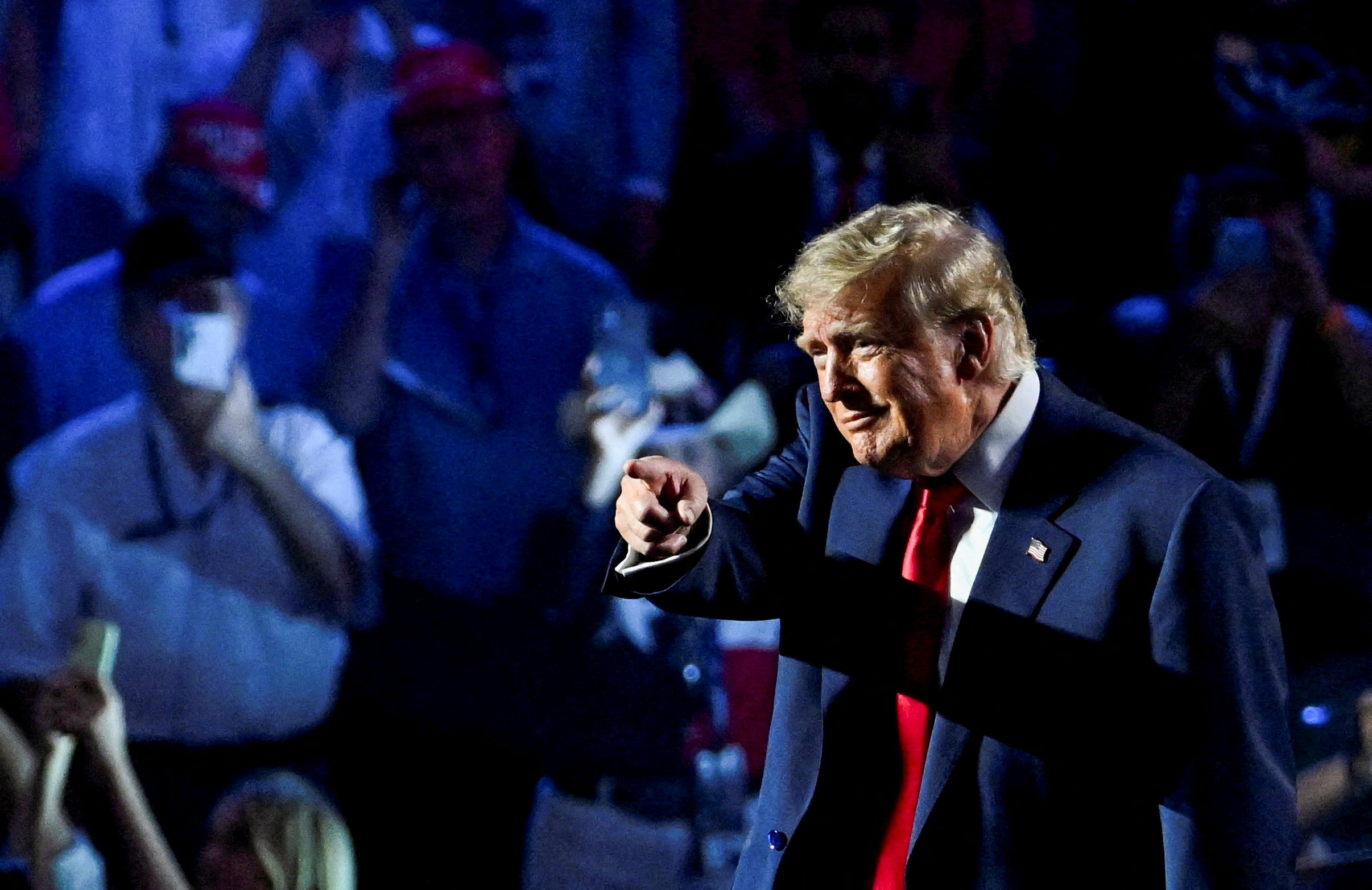 FILE PHOTO: U.S. President Donald Trump gestures on stage at the Republican National Midterm Convention in Dallas, Texas, U.S., September 10, 2026. REUTERS/Callaghan O'Hare/File Photo