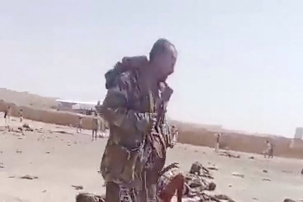 Aftermath of a Houthi attack on Yemeni government military camp in Shabwa