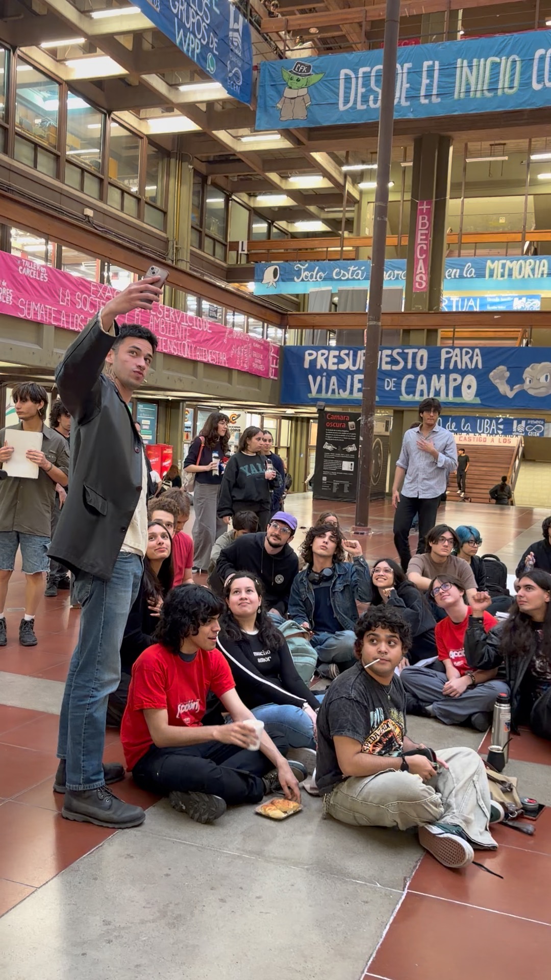Students gather in protest at a university in Buenos Aires