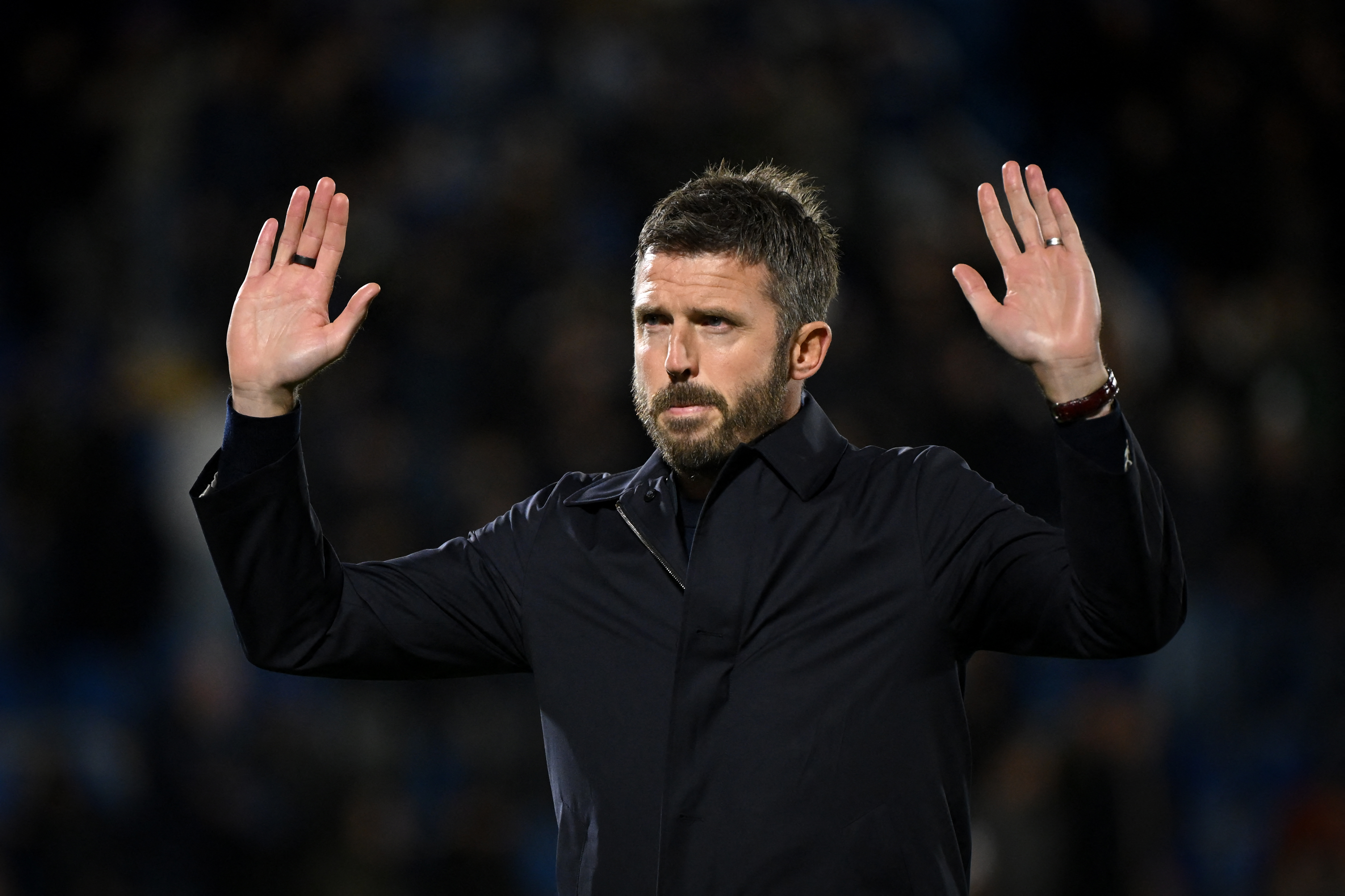 Manchester United's English coach Michael Carrick reacts after losing the UEFA Champions League, league phase matchday 3, football match between Como 1907 and Manchester United at the Stadio Giuseppe Sinigaglia in Como, northen Italy on October 21, 2026. (Photo by PIERO CRUCIATTI / AFP)