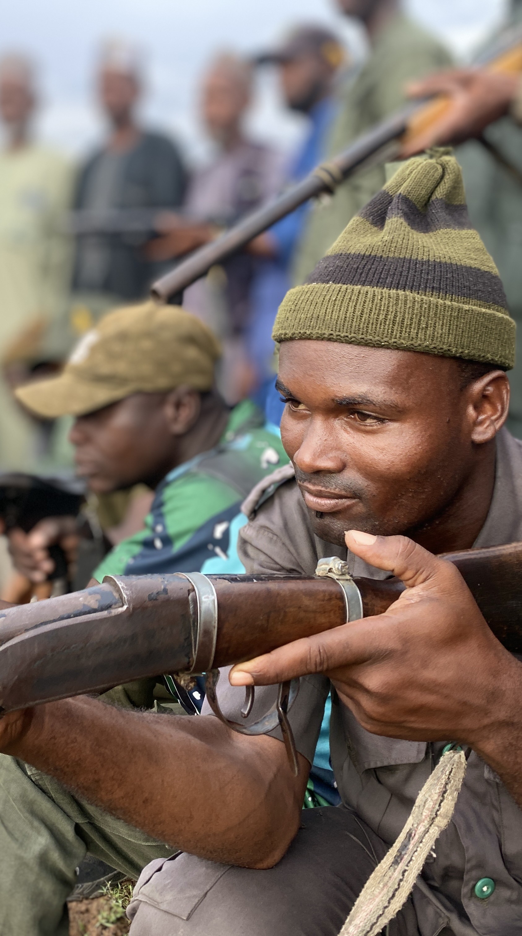 Members of Pulaku, a predominantly Fulani vigilante group fighting kidnapping and cattle theft in northeastern Nigeria, take part in a training drill on the outskirts of Yola, Adamawa State