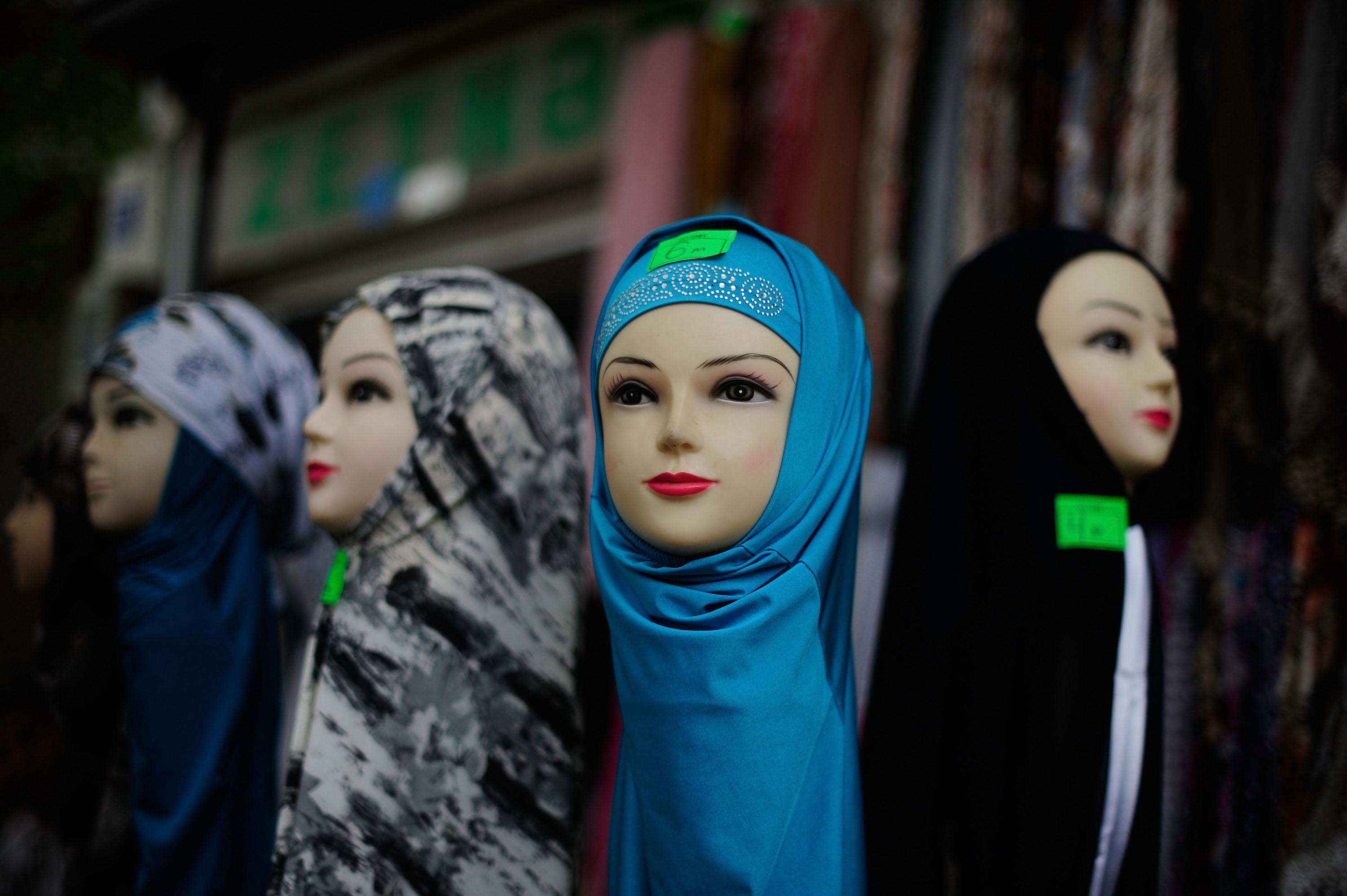 Hijabs are on display
