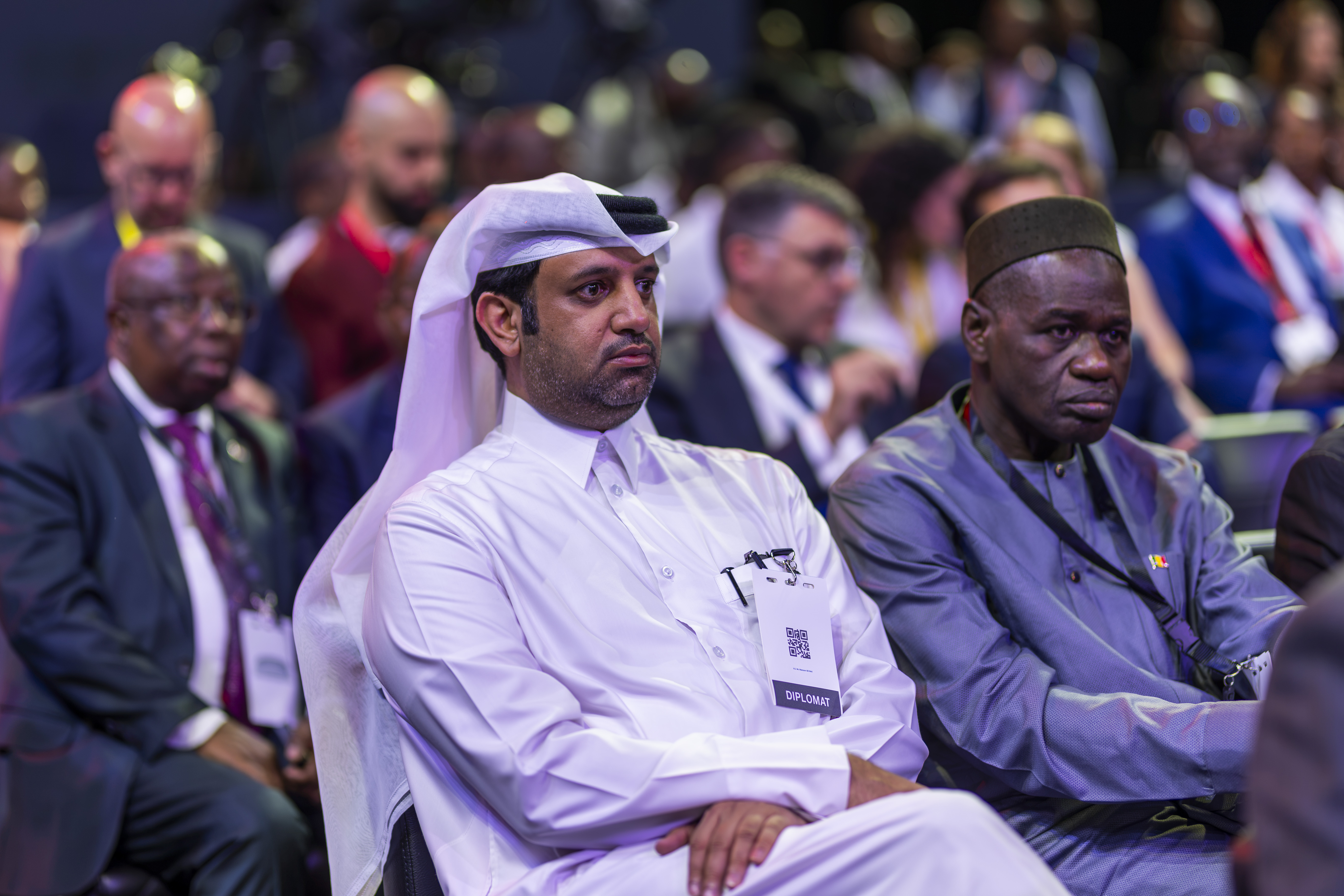 Qatar's Ambassador to Rwanda, Mansour Ali Fahad Al-Shahwani Al-Hajri, at the ceremony announcing the return of Formula One to Africa [Laith Mushtaq/Al Jazeera]