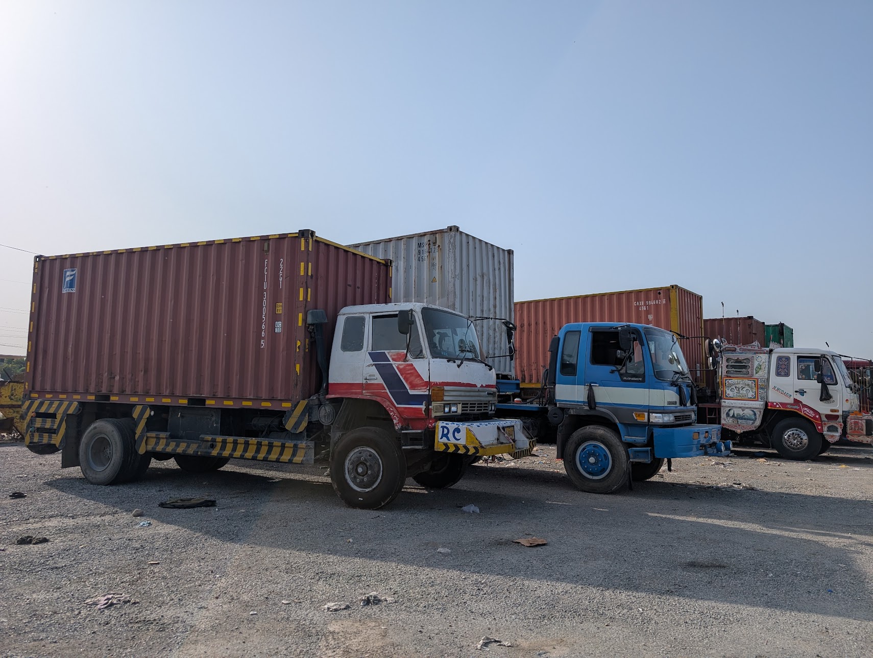 Dozens of trucks with welded containers have been kept by police at various locations in Islamabad for the past few weeks