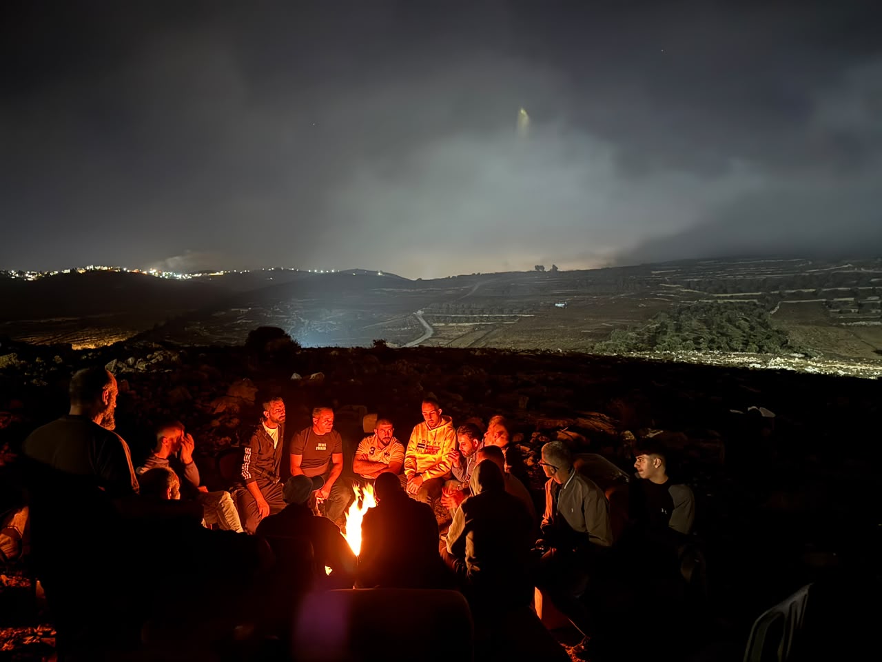 Palestinians in Sinjil make night guard shifts to protect the town from settlers attacks [Courtesy of Shadi Hatim]