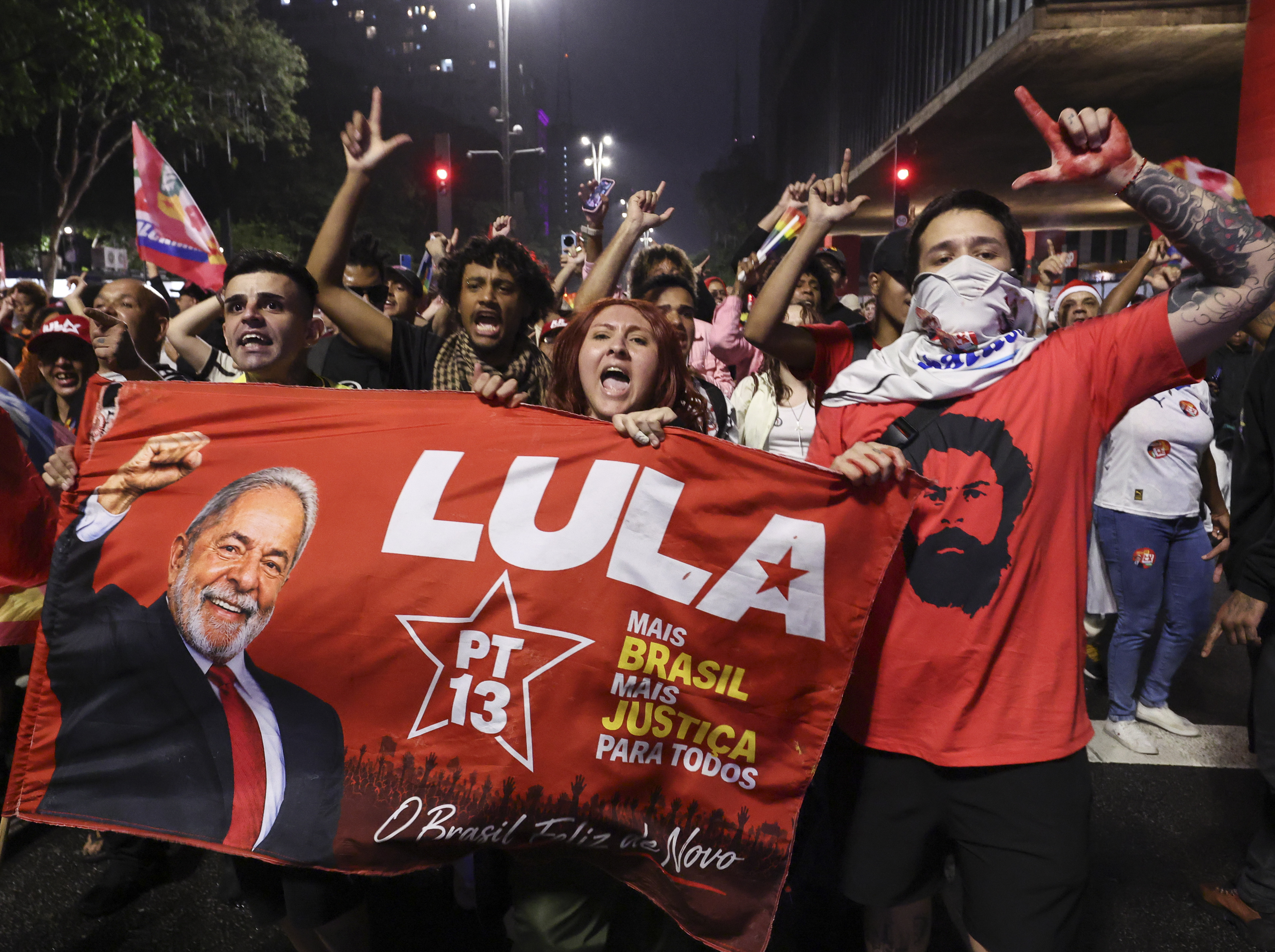 VARIOUS CITIES, BRAZIL - OCTOBER 25: Supporters of the president of Brazil and candidate Luiz Ignacio Lula da Silva gather at Avenida Paulista during general election day on October 25, 2026 in Sao Paulo, Brazil. Brazilians will vote for the president who will run the country for the next 4 years. Current president Luiz Inácio Lula Da Silva and Flávio Bolsonaro, son of former president Jair Bolsonaro, face off in a tight presidential runoff. (Photo by Alexandre Schneider/Getty Images)