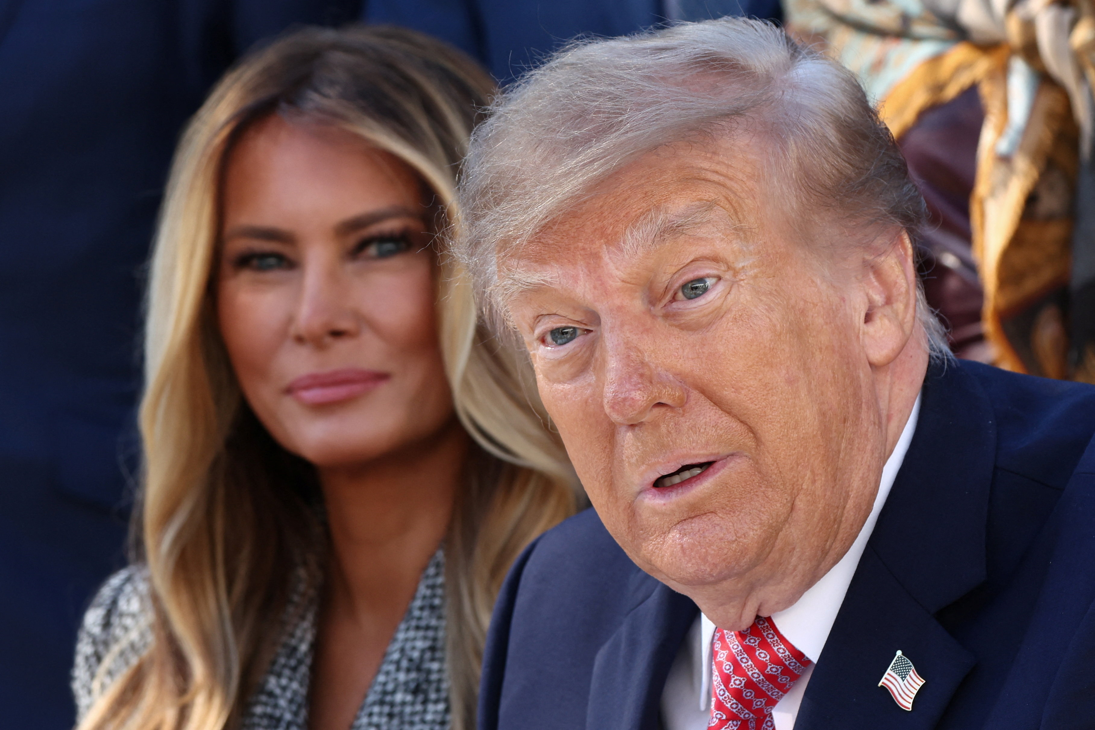 US President Donald Trump and first lady Melania Trump during a signing ceremony of an executive order on women's health in the Rose Garden at the White House in Washington, DC, US, October 19, 2026.  REUTERS/Kevin Lamarque