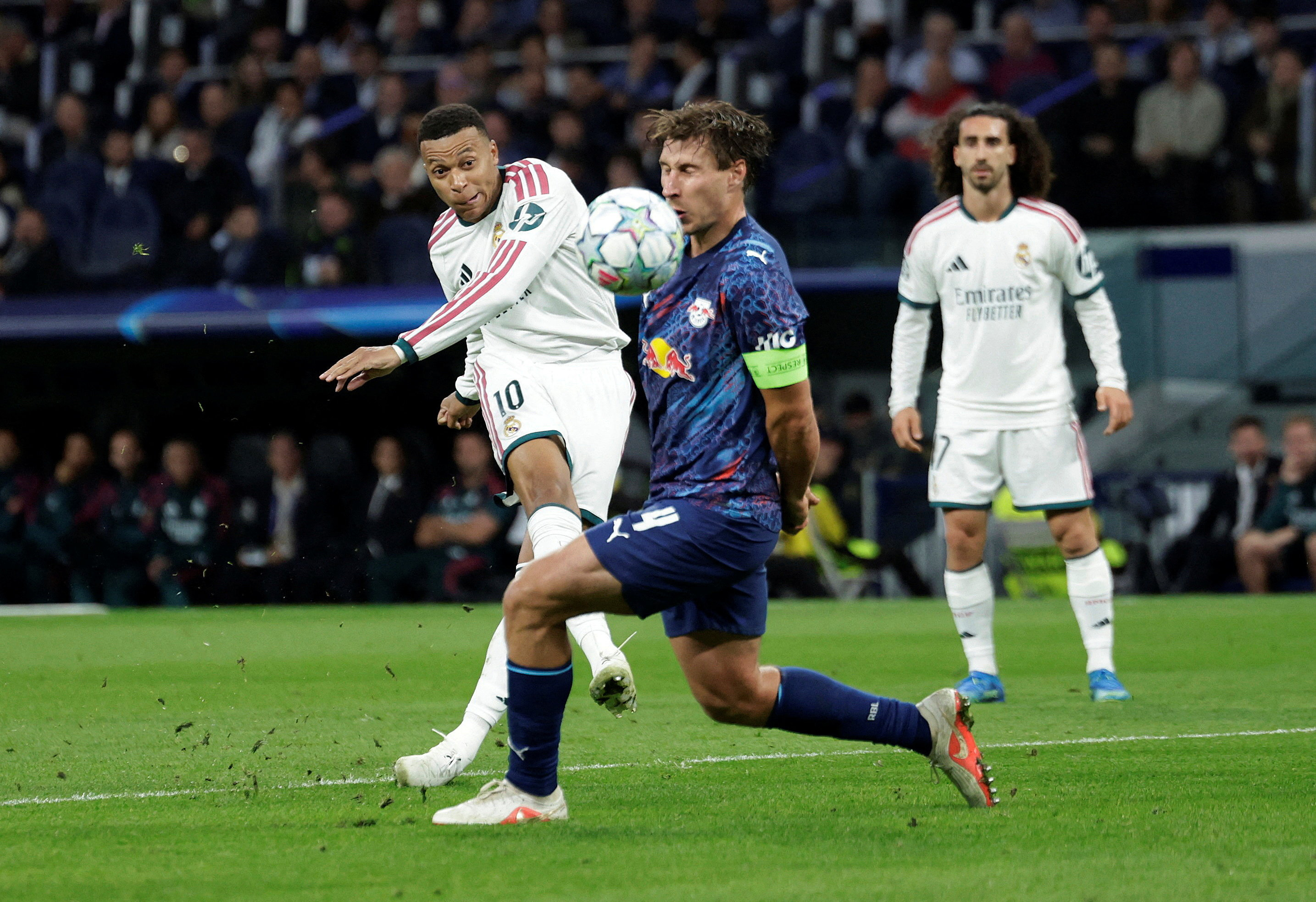 Soccer Football - UEFA Champions League - Real Madrid v RB Leipzig - Estadio Bernabeu, Madrid, Spain - October 21, 2026 Real Madrid's Kylian Mbappe scores their third goal REUTERS/Violeta Santos Moura TPX IMAGES OF THE DAY