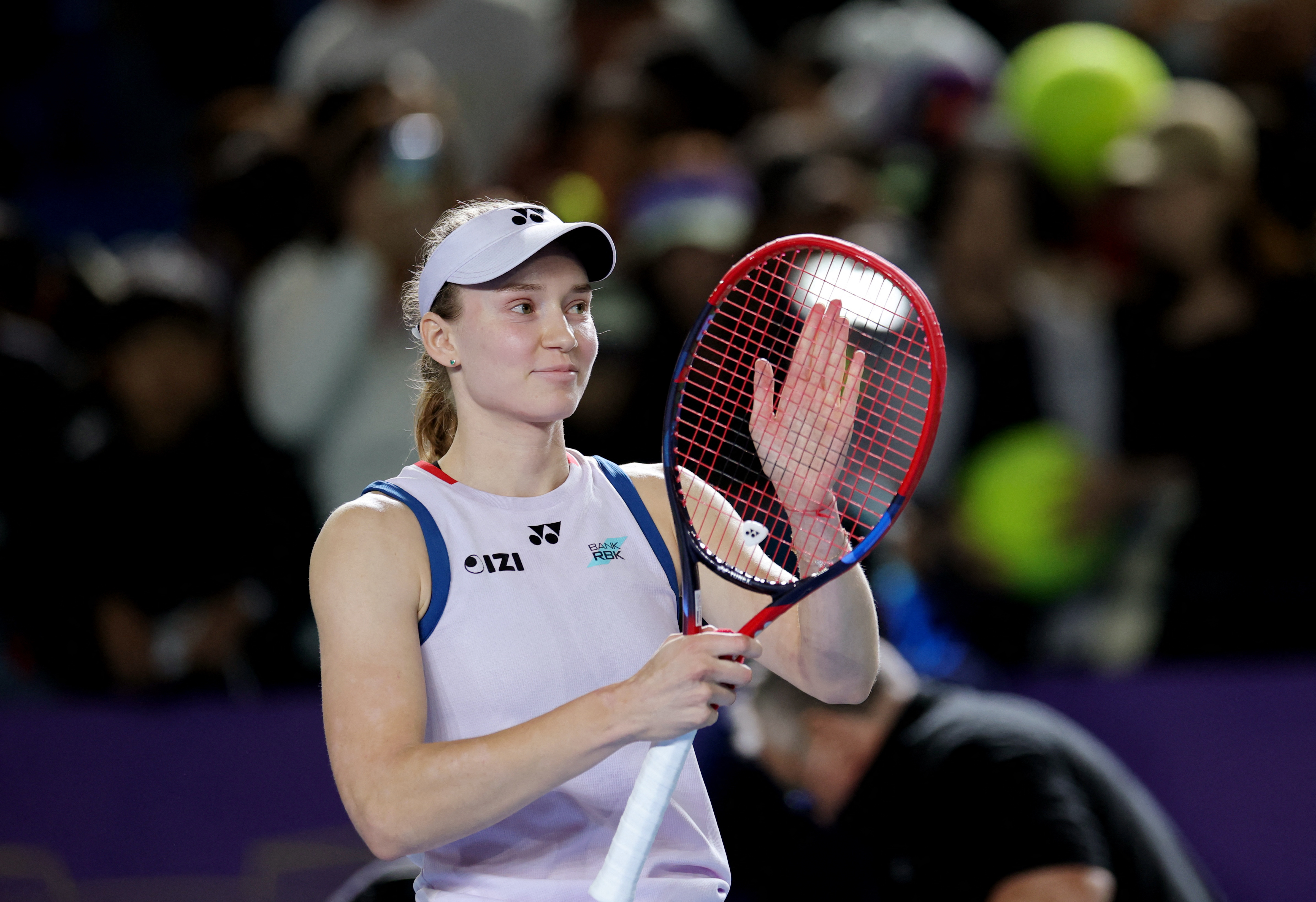 Tennis - WTA 500 - Ningbo Open - Yinzhou Tennis Center, Ningbo, China - October 24, 2026 Kazakhstan's Elena Rybakina celebrates winning her semi final match against Russia's Diana Shnaider REUTERS/Athit Perawongmetha