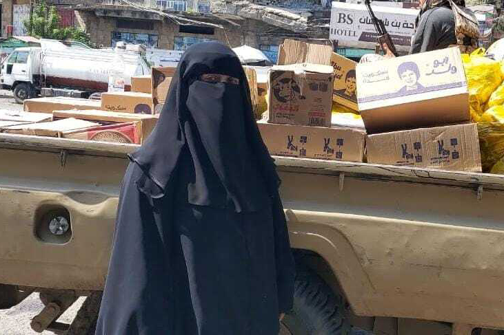 Khadija al-Majidi, a local activist, has begun gathering donations for weapons as well as food for government forces in Taiz [Courtesy of Khadiji al-Majidi]